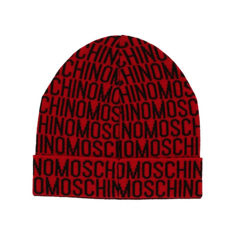 Moschino Logo Wool Beanie Red Mens